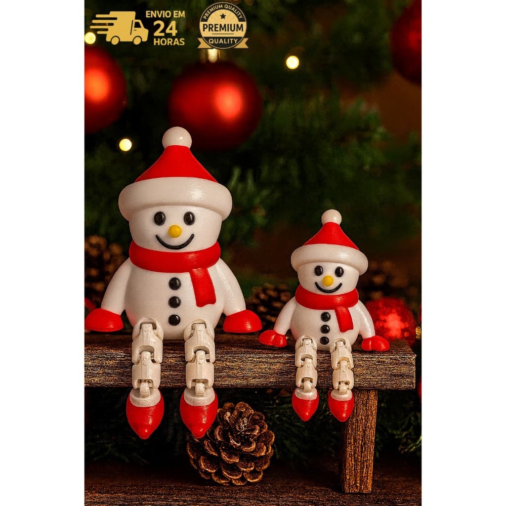 Boneco de Neve Articulado Natalino | Dois Tamanhos | Decoração De Natal