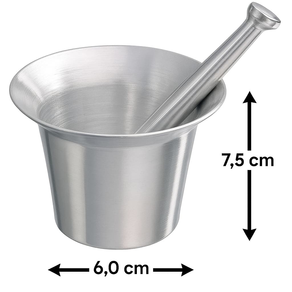 Pilão Grande De Alumínio Socador Tempero Condimentos Tamanho 7,5cm x 6,0cm