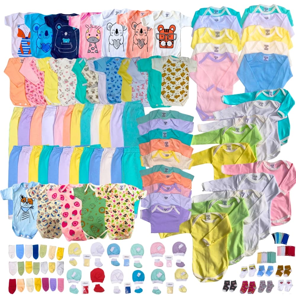 Kit 20 Peças Enxoval Bebê Completo Bodies Calças Toucas Luvinhas