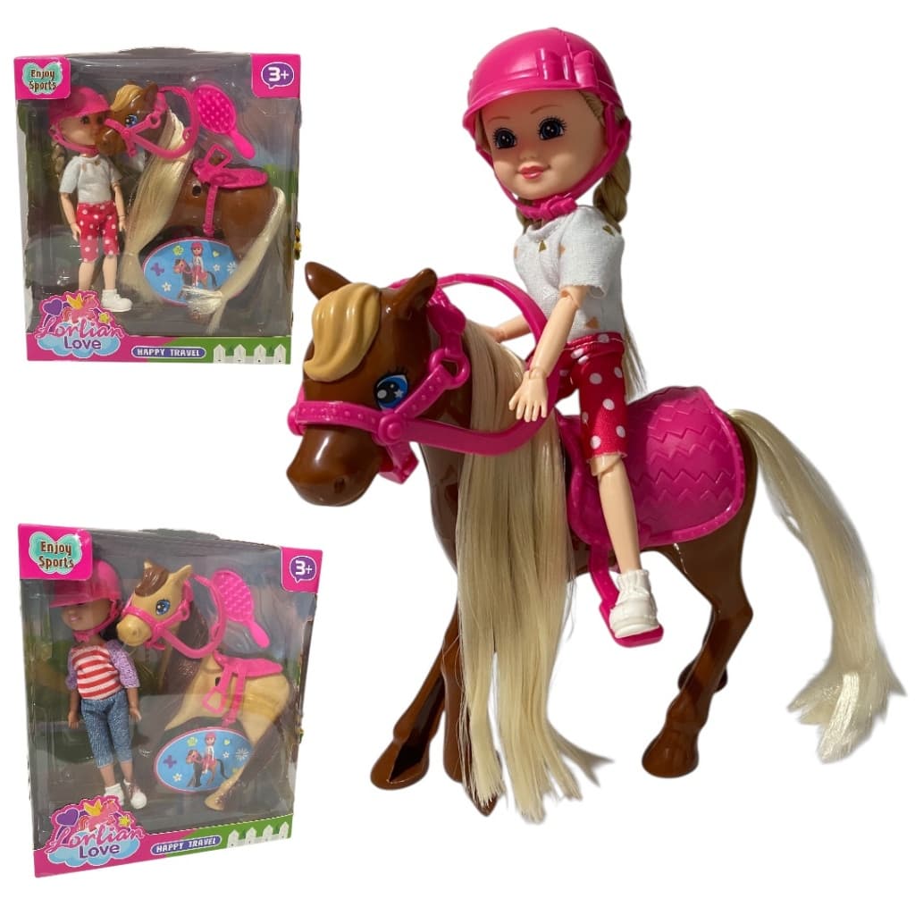 Boneca Articulada Com Cavalo - Acessórios Infantil