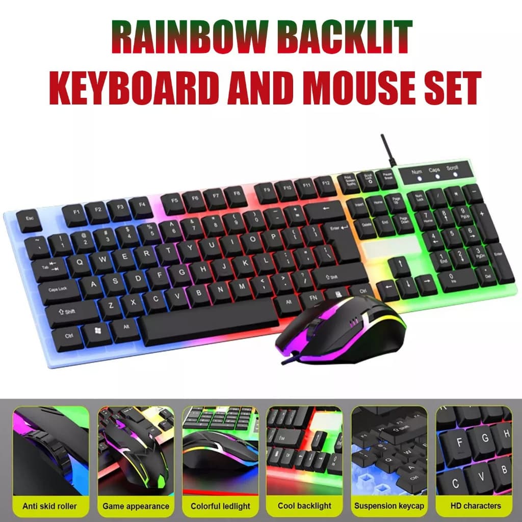 Teclado semi-mecânico do mouse RGB LED Gamer M400/M300 suspenso teclado com fio H8