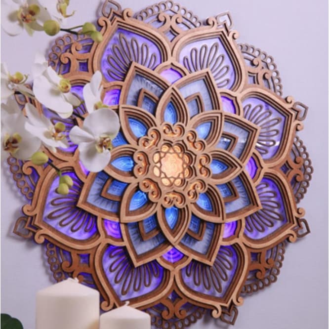Luminária LED UV Colorida Mandala Presente Criativo