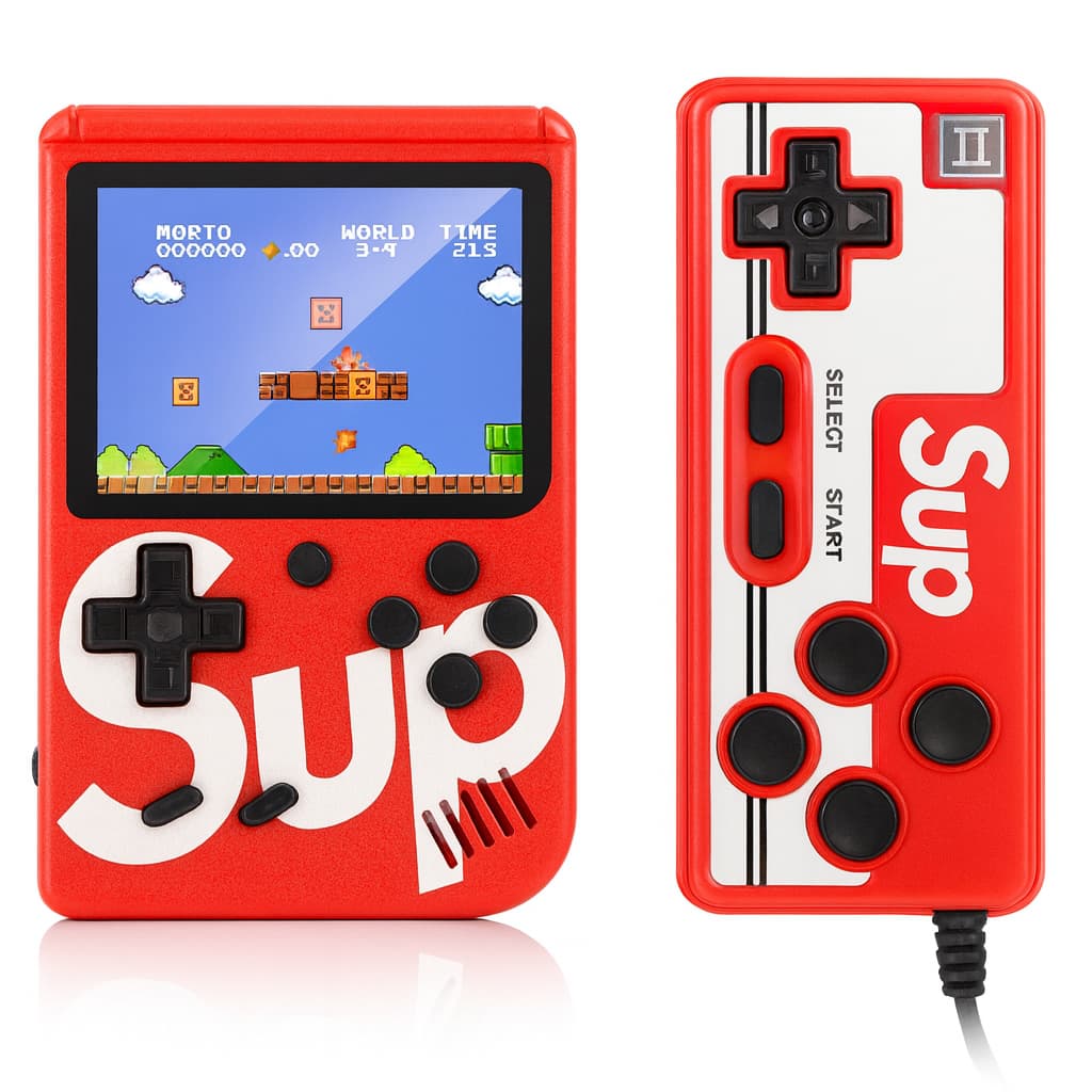 Mini Video-Game Console Portátil Retrô SUP 400 Jogos + 1 Controle Para 2 Jogadores