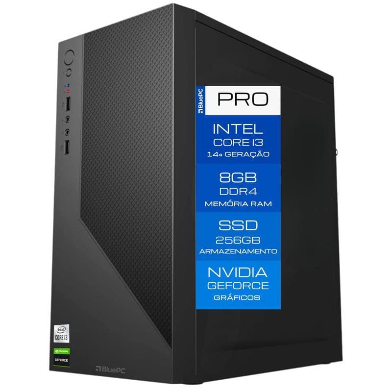 Computador BluePC PRO - Intel Core i3 14100f, 8GB DDR4, SSD 256GB, Fonte 500W, Windows 11 Pro