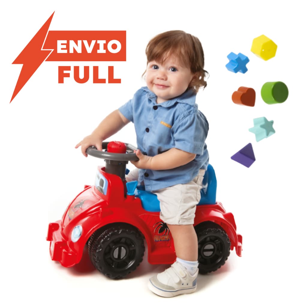 Quadriciclo Andador Infantil Spider Aranha + Vários Modelos |+18 Meses Carrinho Educativo Peças Encaixar Motoca Triciclo