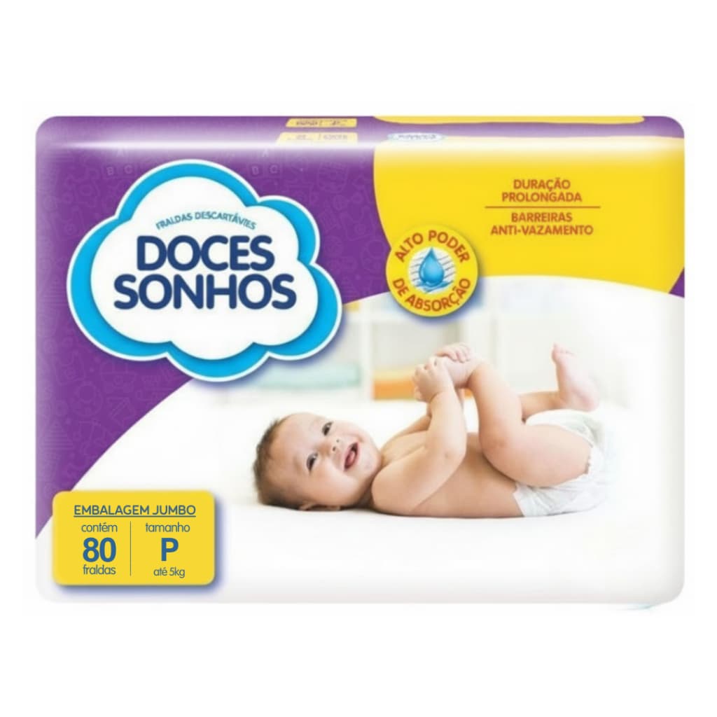 Fralda Descartável Infantil Doces Sonhos Supersec Fita Direto da Fábrica Revenda Barato