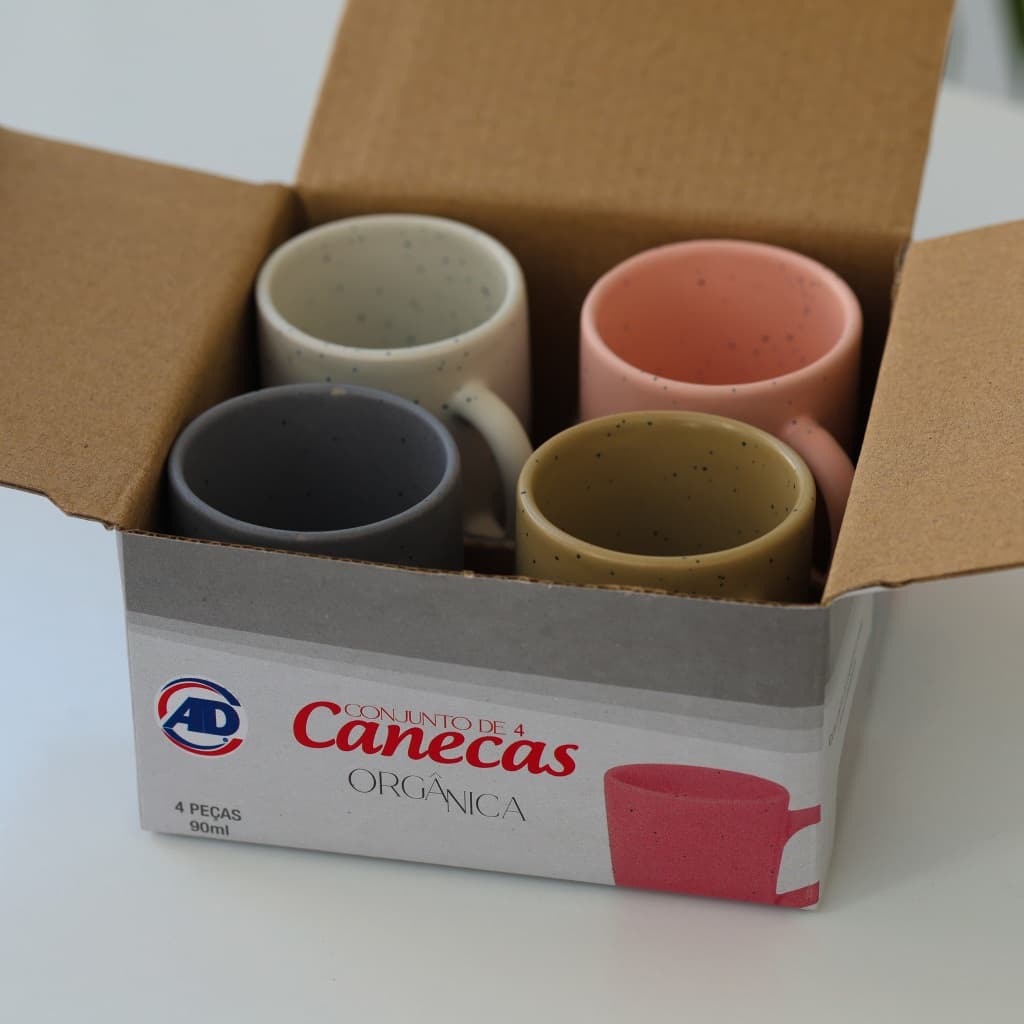 Conjunto 4 Canecas de Café - Chá Linha Orgânica 90 ml