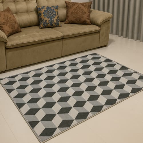 Tapete Sala Moderno Antiderrapante 150mx100m Macio Confortável Alta Durabilidade Ideal Para Sala Decorada