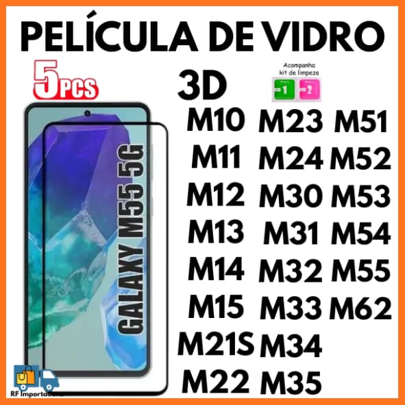 Película De Vidro 3D Temperado Para Samsung M10 M11 M12 M13 M14 M15 M21S M22 M23 M30 M31 M32 M33 M35 M51 M52 M53 M54 M55