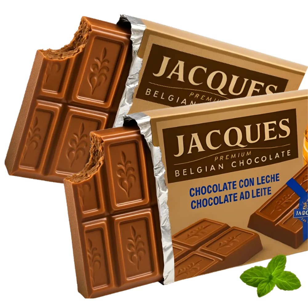 Kit 2 Barras de Chocolate Belga Gourmet Jacques Ao Leite 200g - Importado Premium