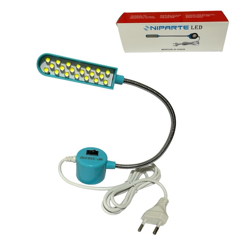 Luminárias 20 LEDs Lampadas Bivolt Com Base Magnética Haste Flexível Para Máquina Costura Industrial