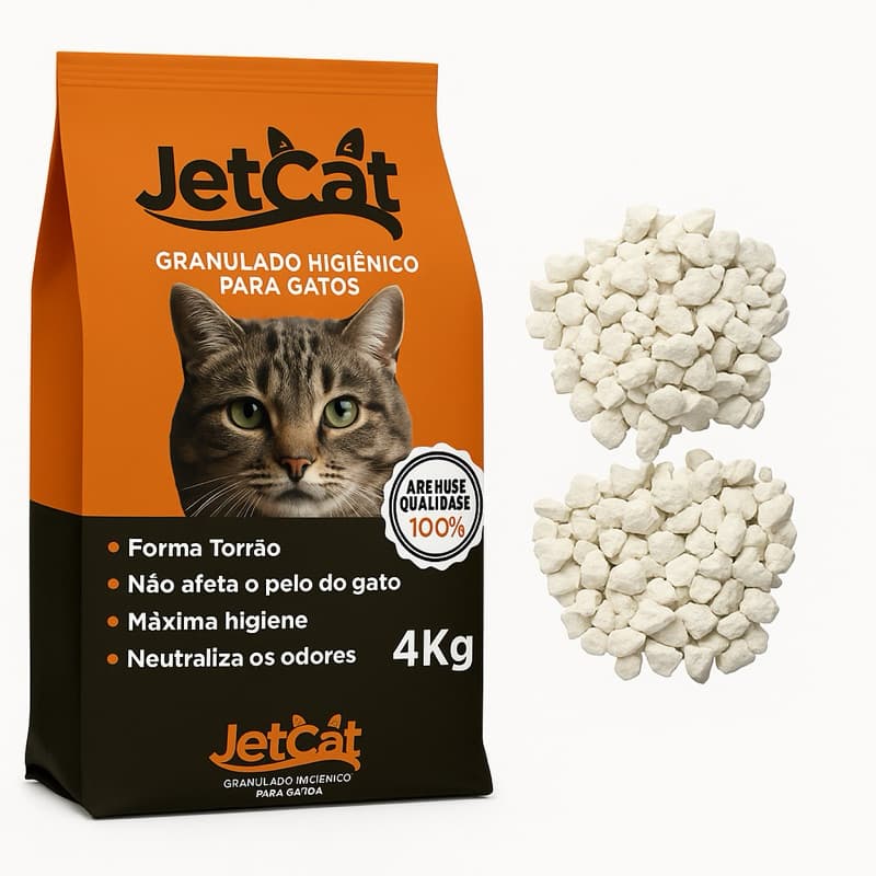 Areia JetCat Granulado Fardo com 5 Unidades 4kg – Alto Desempenho e Zero Odores