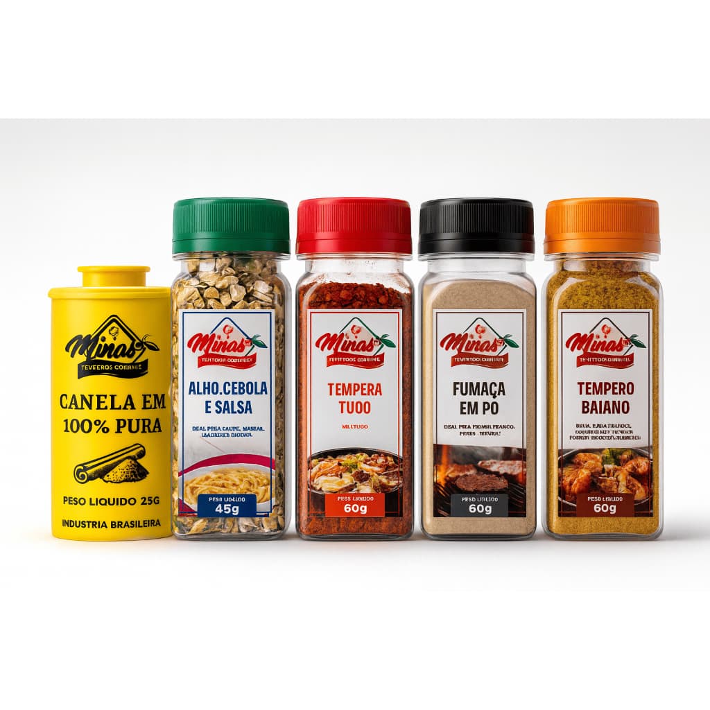 Temperos e Condimentos kit 5 temperos mais vendidos canela em pó tempero baiano alho cebola e salsa