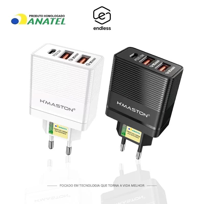 Carregador 67.5W Turbo Rápido TIPO-C +2 USB-A  PD22.5W QC3.0 Carregar Celular Portátil