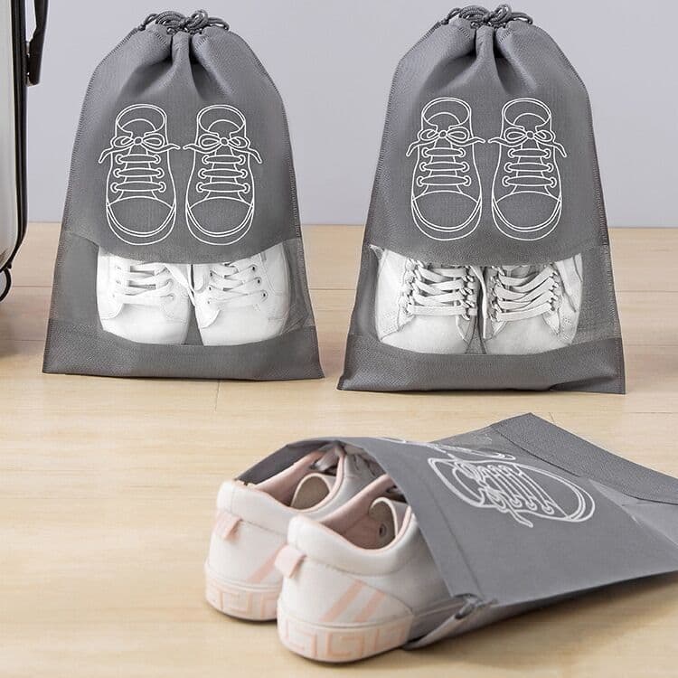 5 Peças Organizadores de Viagem para Sapatos – Sachês Impermeáveis Não Tecido com Cordão