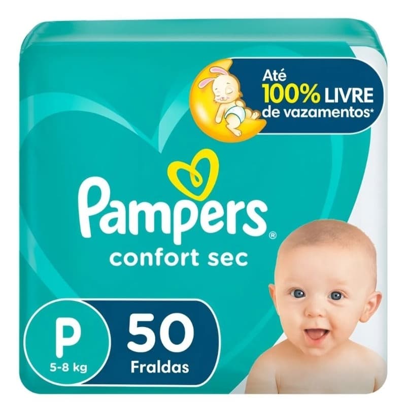 Fralda Pampers Confort Sec P - 50 fraldas