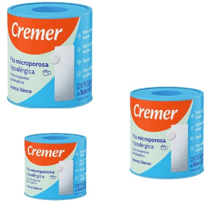 KIT 3 FITA MICROPORE CREMER BRANCA