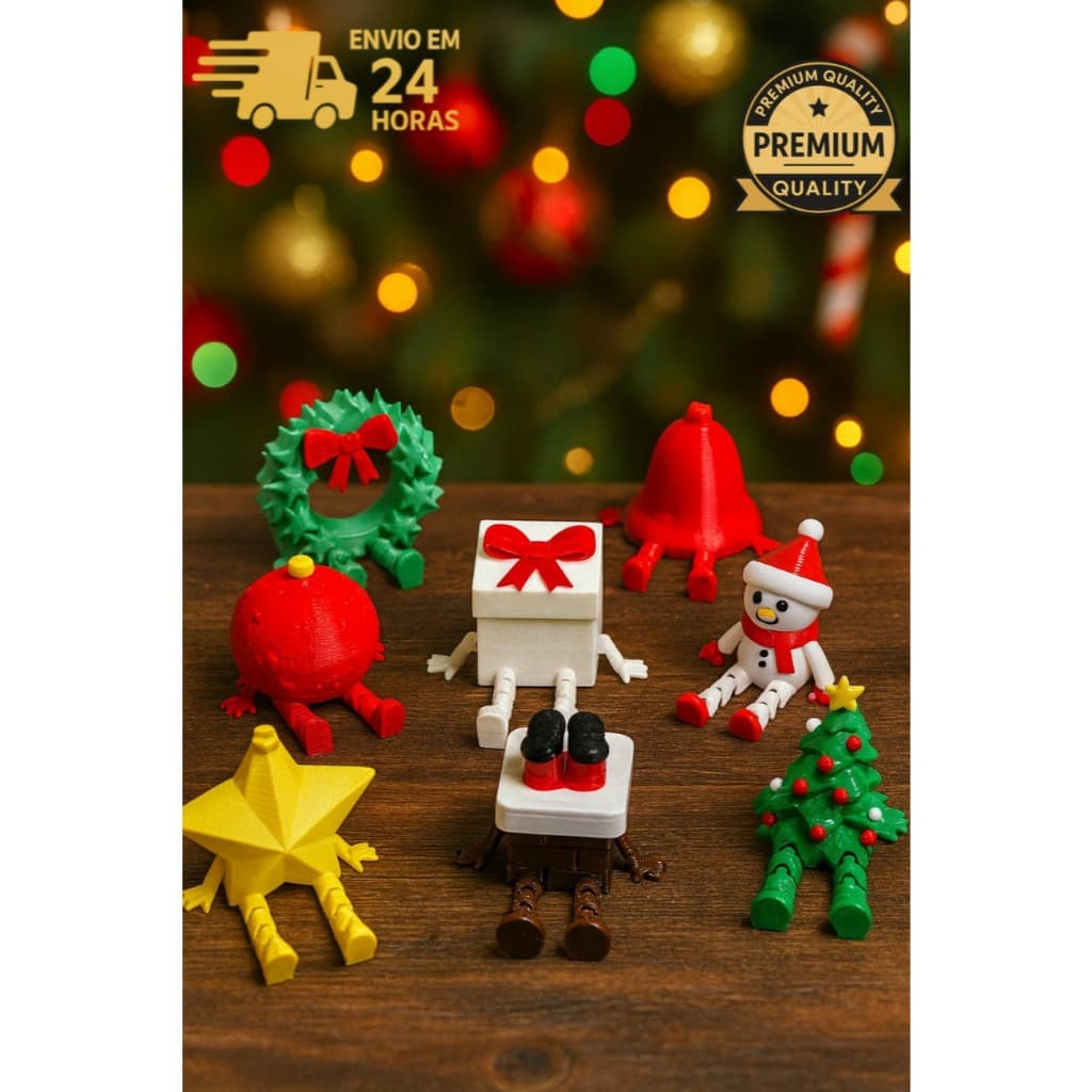 Decoração Natal Articulados, Estrela, Bola, Noel Chaminé, Pinheiro , Boneco de Neve | Presentes