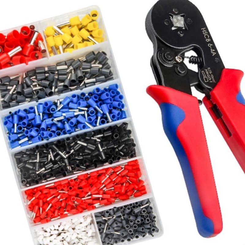 Kit Alicate de Crimpar Prensa com Caixa – Terminais Ilhós Tubulares 0,25-10mm (1200un)