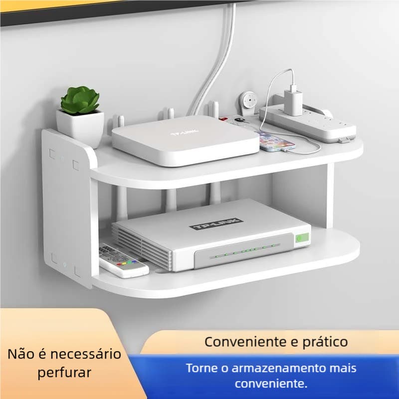 Prateleira MDF Suporte Invisível – Fixada na Parede para Roteador, Modem, TV e Video Game!