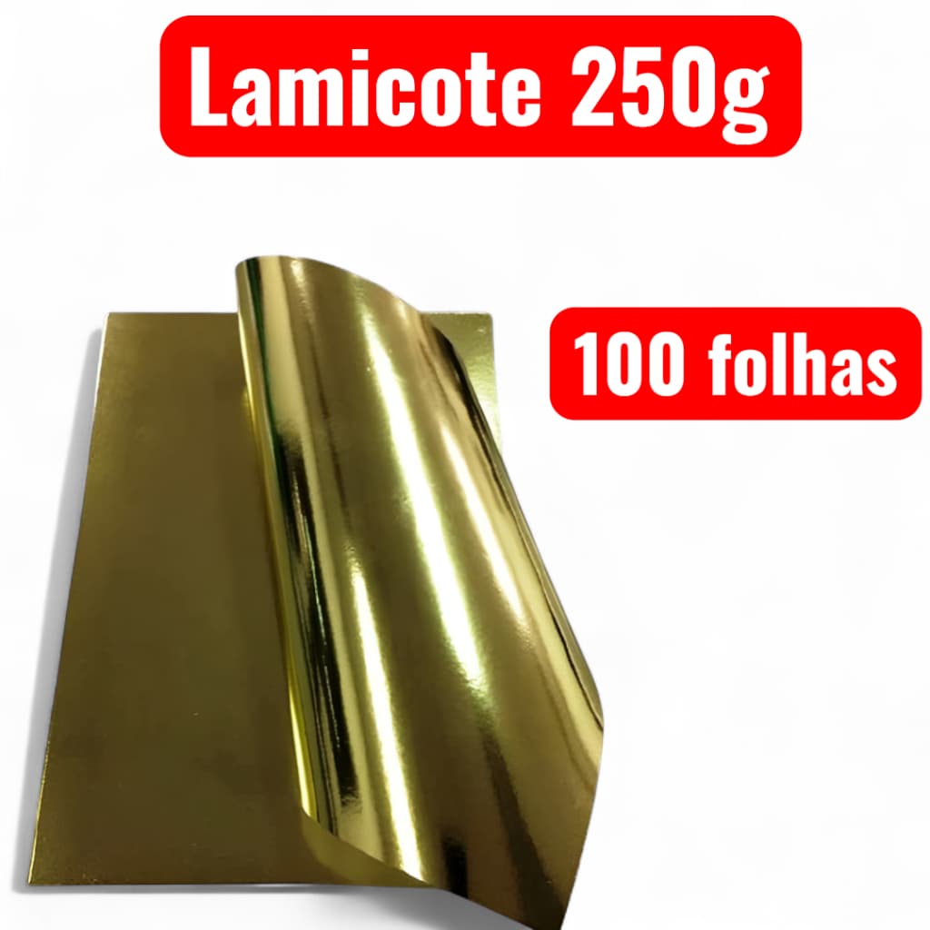 Papel Laminado Lamicote A4 Lamicote 250g Dourado  Artesanato Escolar
