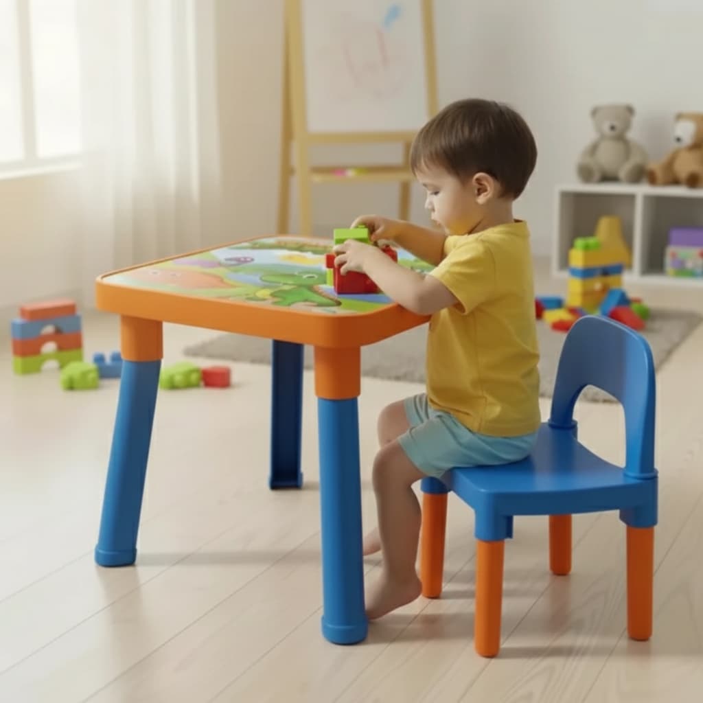 Mesinha com Cadeira Turma do Dino Tampo Removível e Divisórias Infantil para Criança Monte Líbano