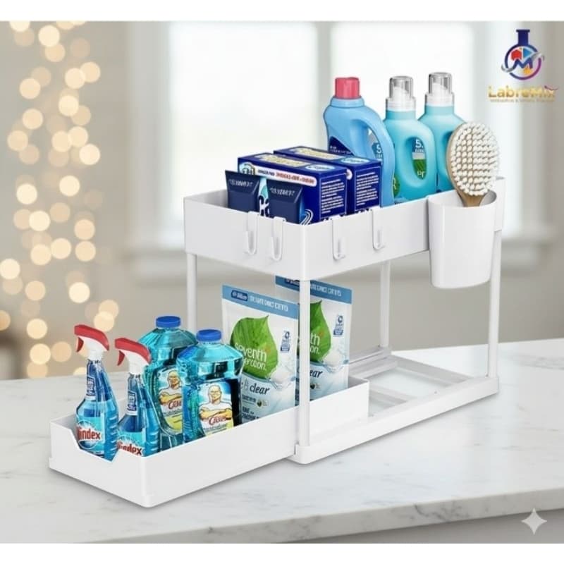 Organizador Multiuso 2 Níveis com Bandeja Corrediça - Branco cozinha