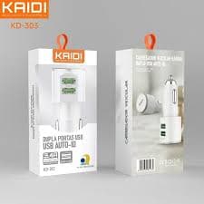 Carregador Veicular TipoC USBC Turbo 3A Carregador de carro 2 USB Kaidi