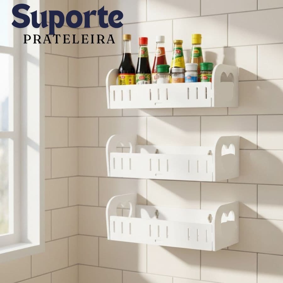 Suporte Prateleira Com Adesivo Potente Para Parede Banheiro Cozinha Lavanderia Shampoo Sabonete