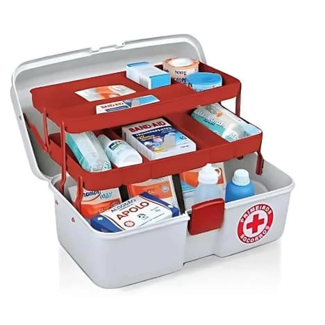 Maleta de Primeiros Socorros Organizadora De Medicamentos e Remédios com 2 Bandejas Kit de Emêrgencias TOY