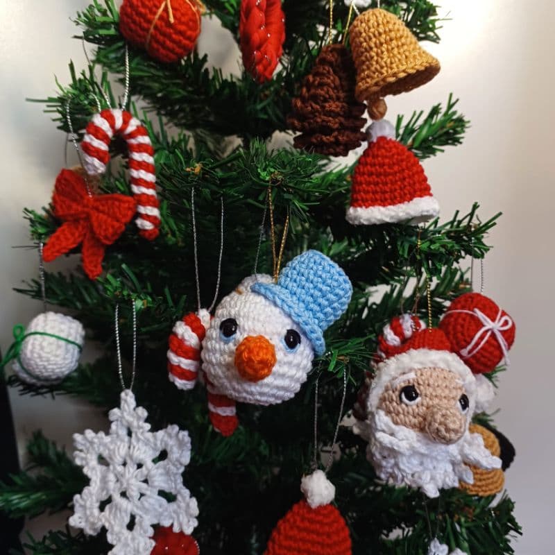 Kit Enfeites de natal em crochê/amigurumi (artesanais) - Pingentes/enfeites para árvore de natal