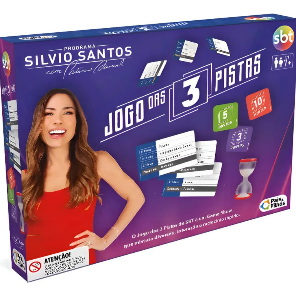 Jogo Das 3 Pistas Do SBT Original Silvio Santos Game Show Adivinhação Diversão Intereção Para a Família Pais & Filhos