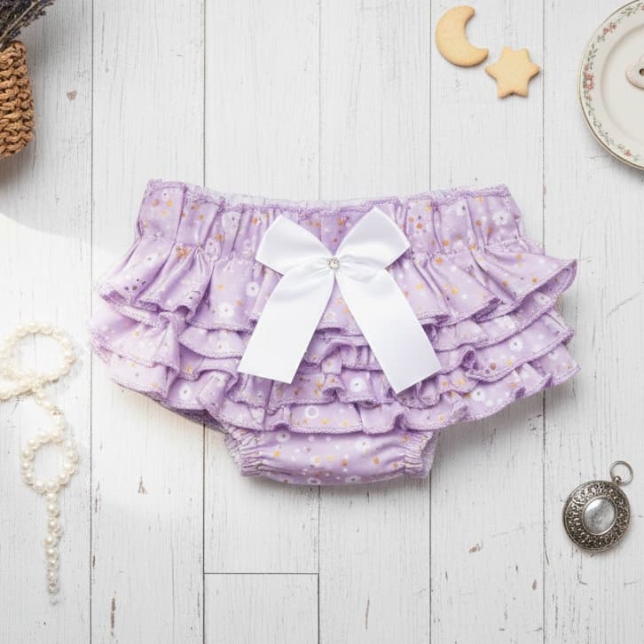 Kit 3 Calcinha Infantil Cobre Fralda Folho Cetim Laço Confortável Sortida