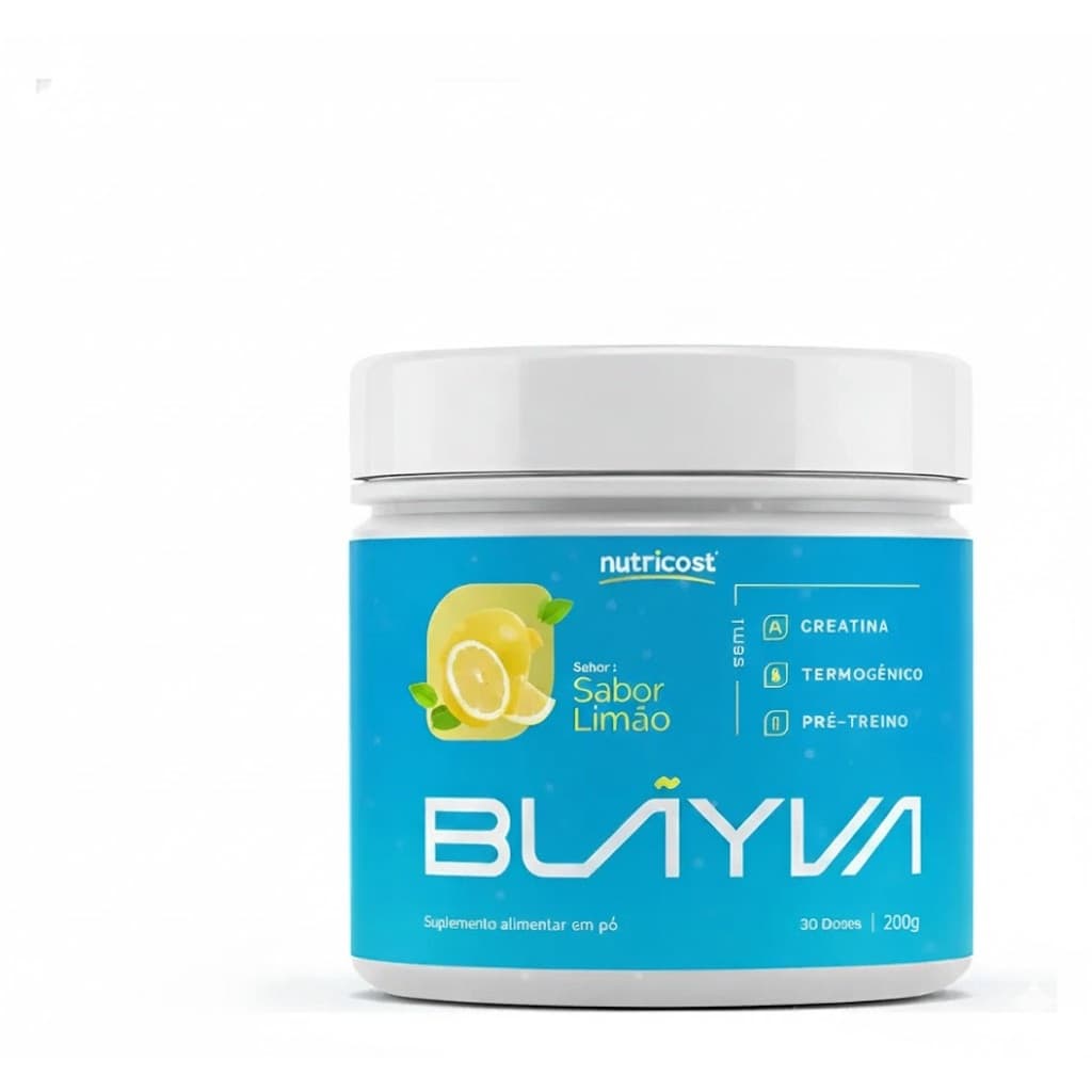 1 Pote Blayva Nutricost®- Creatina - Pre Treino Em Pó 200g sabor limão - PROMOÇÃO