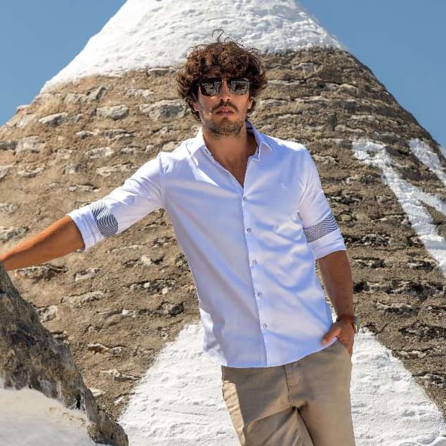 Camisa Social Masculina Slim Manga Longa Amil Sem Bolso Tecido Acetinado