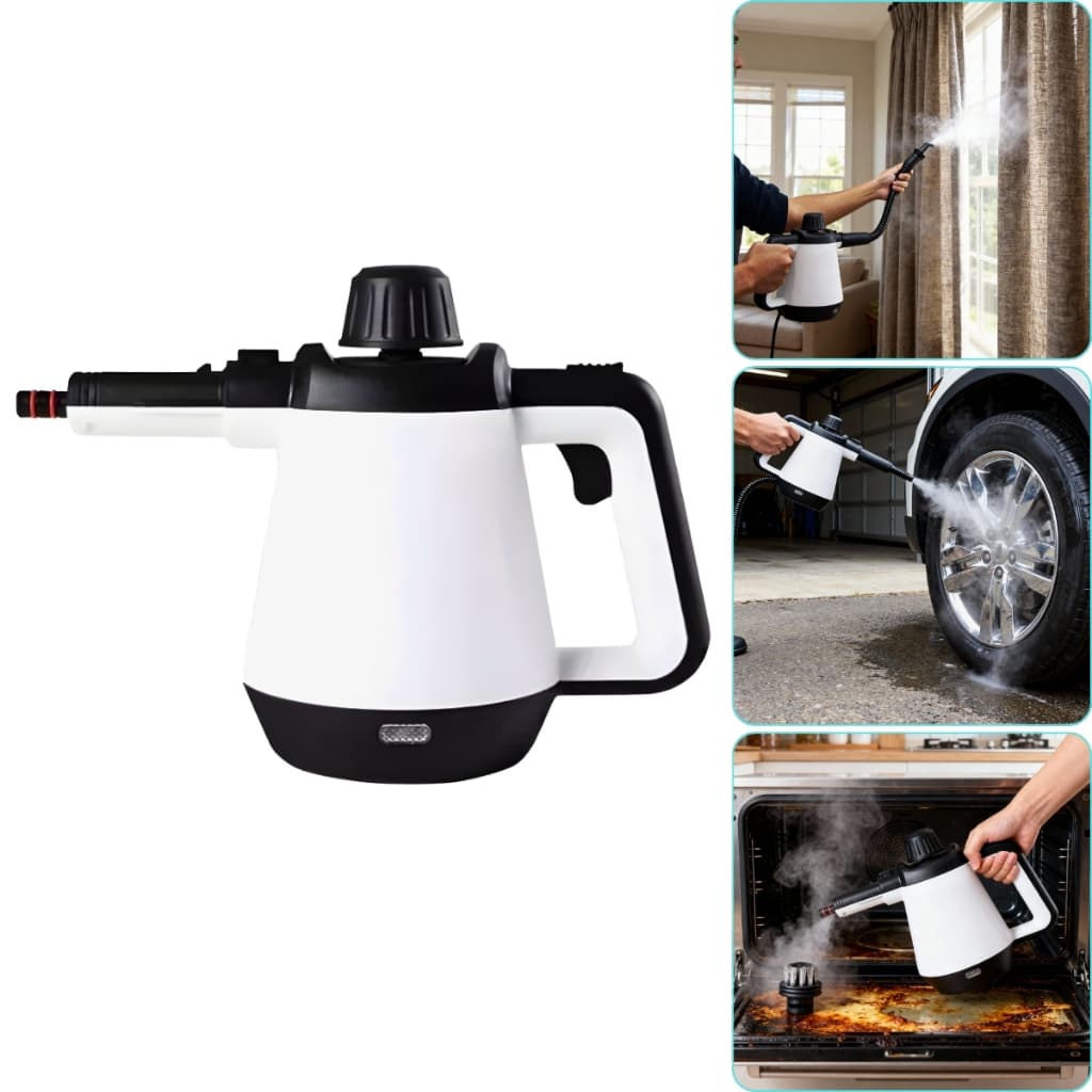 Higienizador a Vapor 1300W Limpeza Profunda a 102°C Ideal para Vidros Estofados Maçanetas Cozinha Desengordura