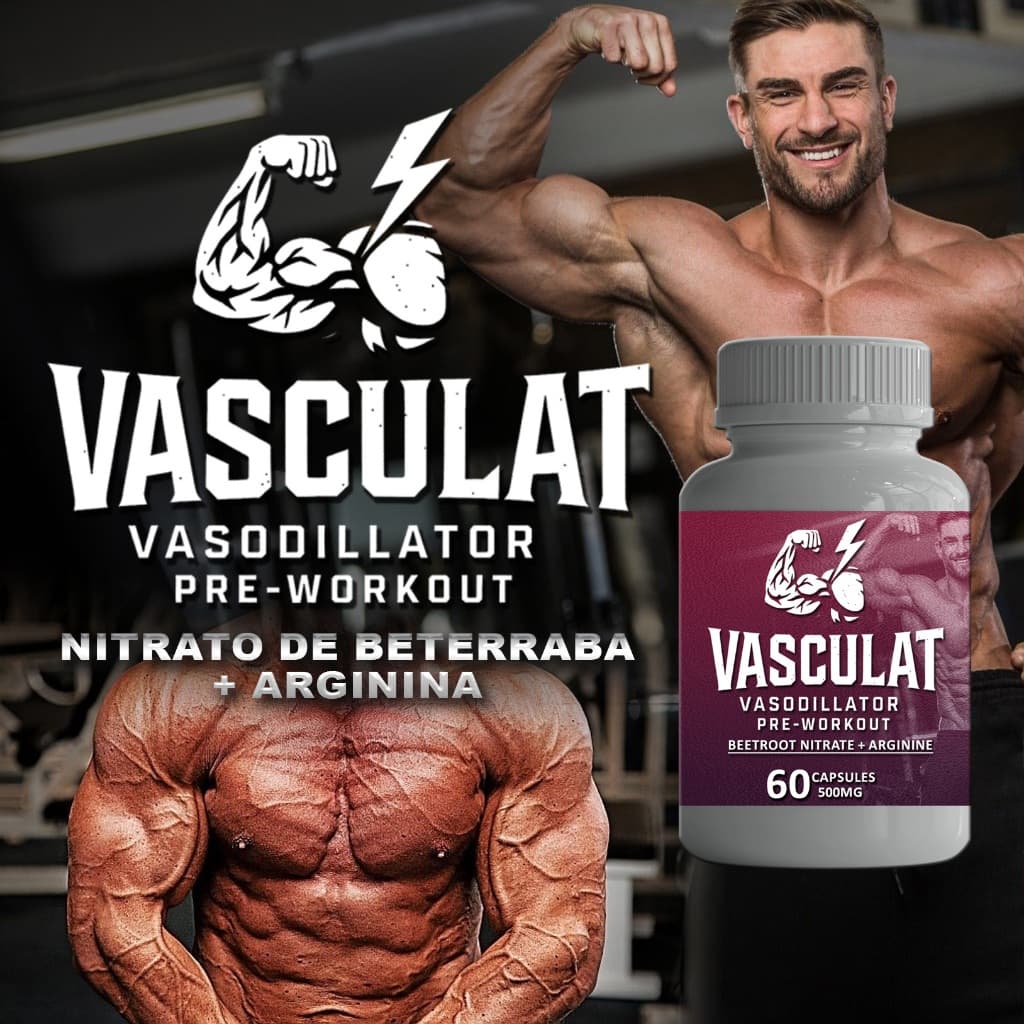 VASCULAT- Pré Treino e Vasodilatador / Nitrato de Beterraba + Arginina