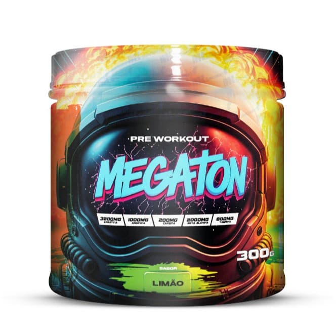 Pré Treino Megaton 300gr Fórmula Avançada Creatina, Beta Alanina, Taurina, Cafeína, L-Arginina