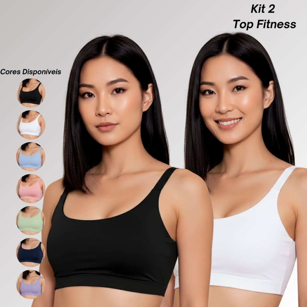 Kit 2 Top Academia Feminino com Bojo Removível Roupa Fitness