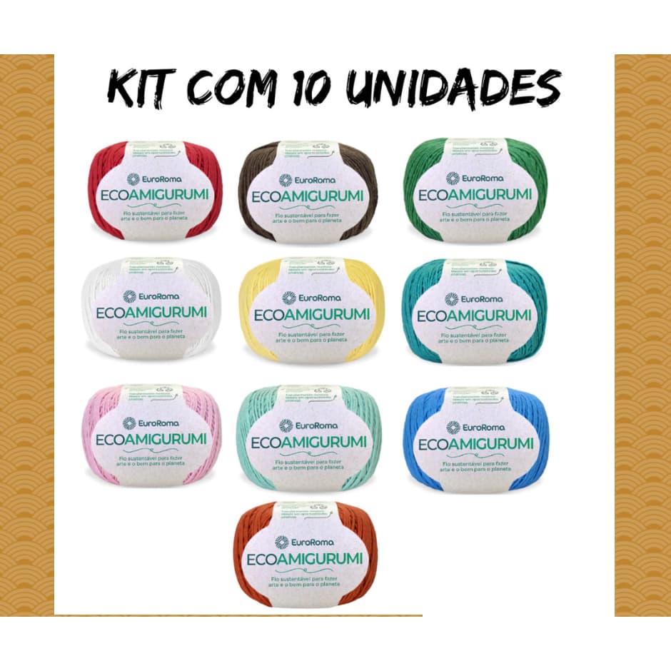 Kit 10 ou com 5  Fio Linha Amigurumi Eco Euroroma 254 Metros 160 Gramas Crochê Escolher Pelo Chat