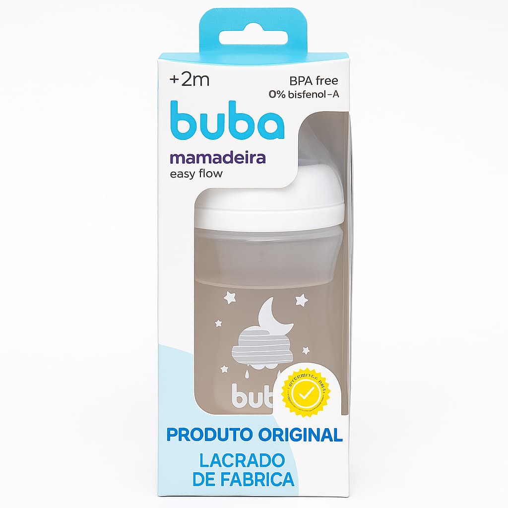 Mamadeira Buba Easy Flow Bico de Silicone  270ml Sistema Anticólica Recém - Nascido Transição do seio para Mamadeira