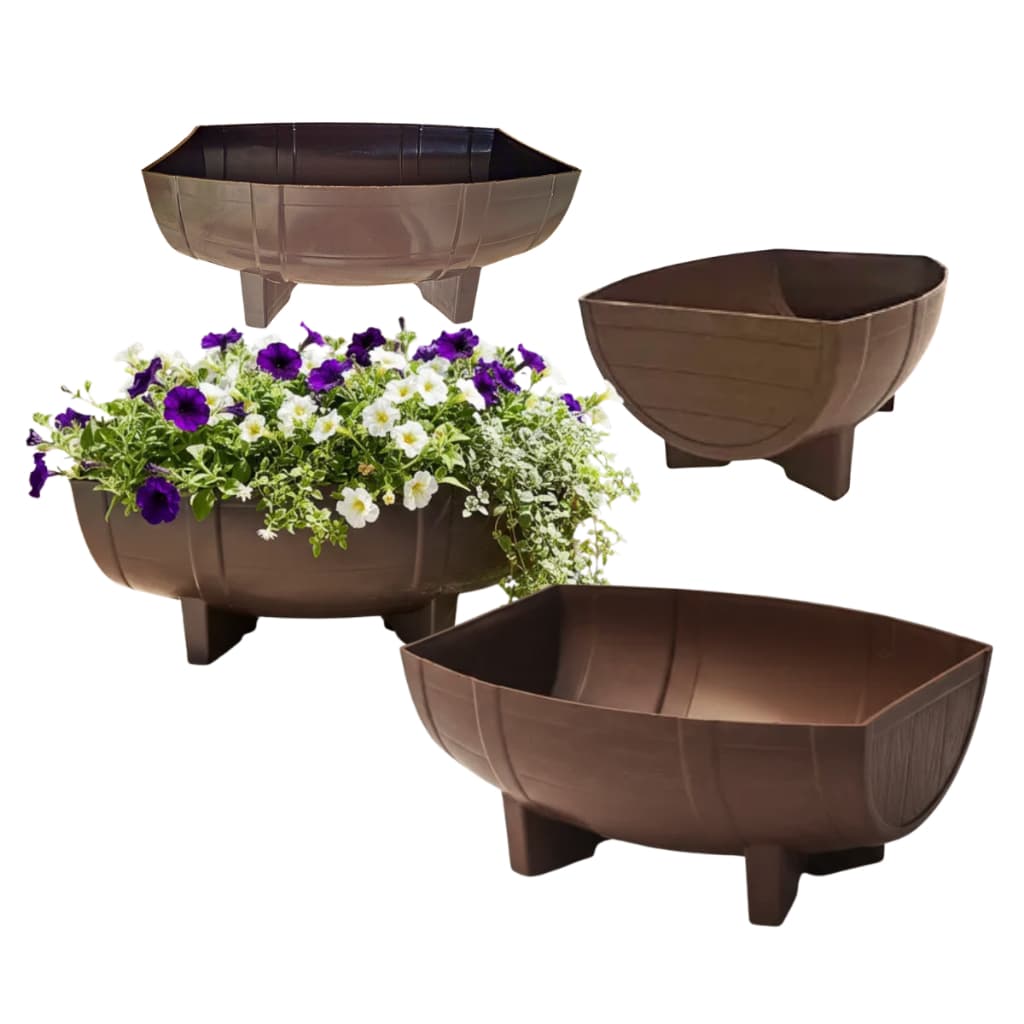 4 Floreira Barril, Jardineira Plástica 6,4L, Vaso de Chão, Ideal para Temperos, Flores, Horta Vertical,...4F33-