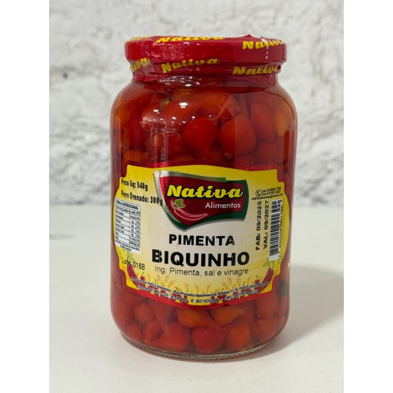 Pimenta Biquinho em Conserva Nativa 540g (300g Drenado) | Sabor Suave | Ideal para Acompanhamentos