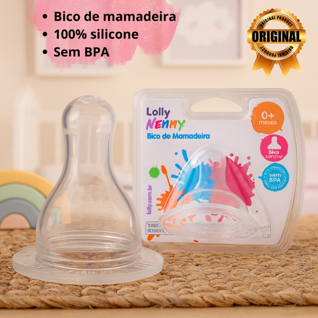 Bico de Mamadeira Lolly Nenny Antivazamento – Silicone Macio | 0+ Meses | Sem BPA