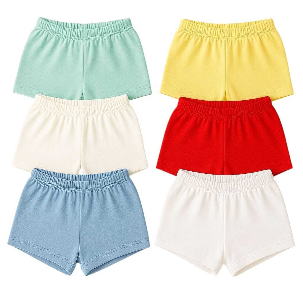 Kit 4 Tapa Fralda Shorts Para Bebês Lisos 100% Algodão