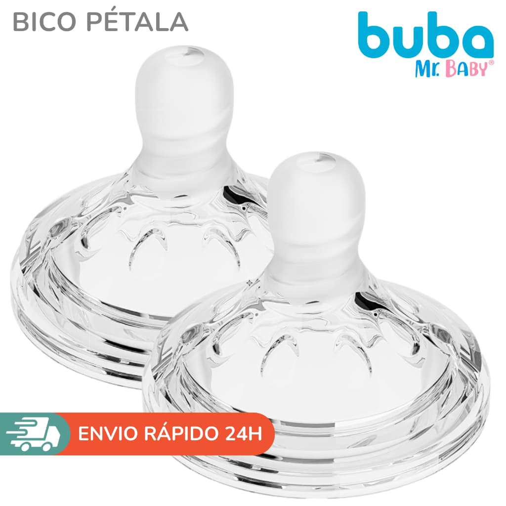 Kit 2 Bicos Para Mamadeira Buba Bico Pétala Anticólica