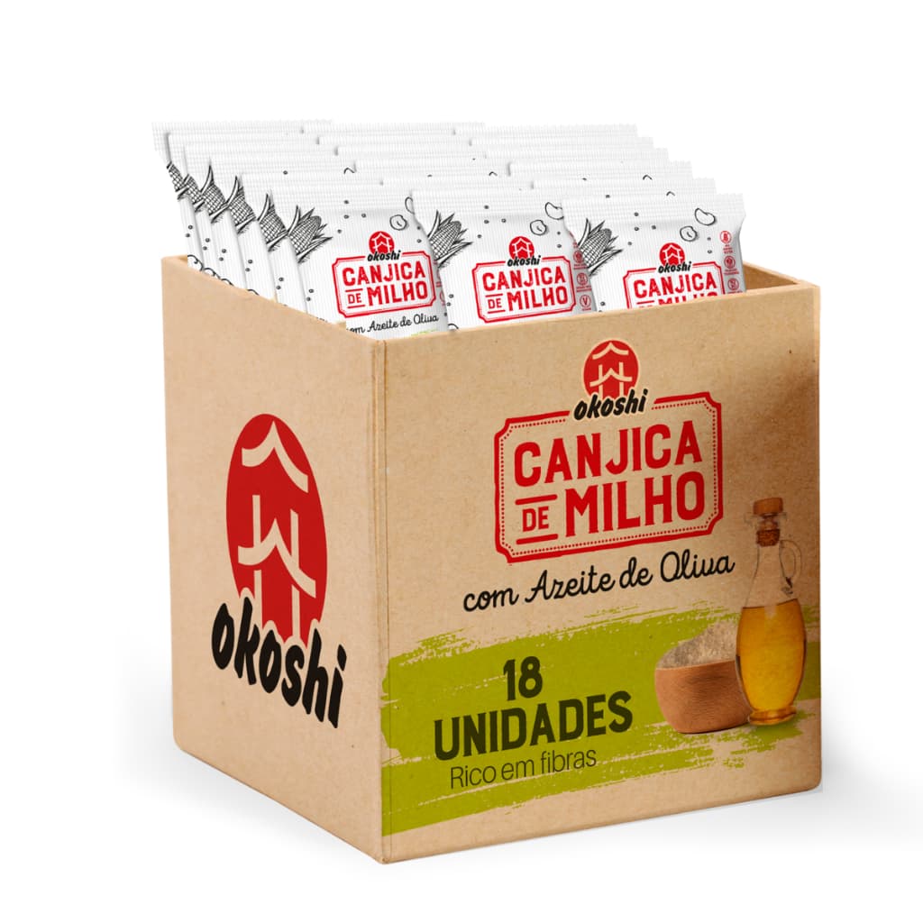 OKOSHI Kit 18 Pipocas de Canjica de Milho com Azeite de Oliva - Lanche Fit, Snack Saudável - Sem Glúten, Vegano - 40g