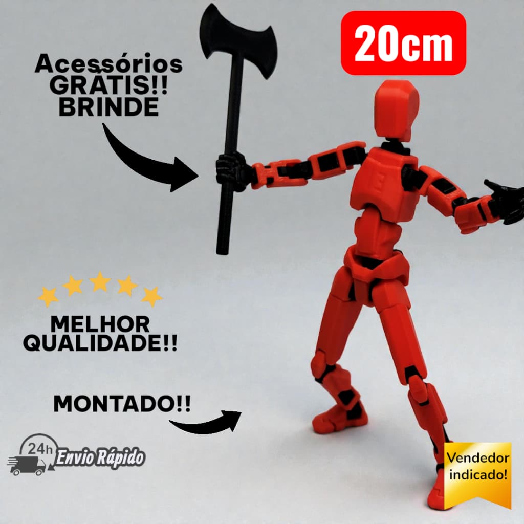 Boneco de Ação Articulado Dummy 13 MONTADO|  Gigante 20cm | BRINDE |  Resistente | Envio Rápido