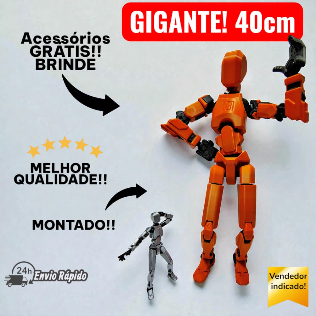 Boneco de Ação Articulado Dummy MONTADO|  Gigante 40cm BRINDE