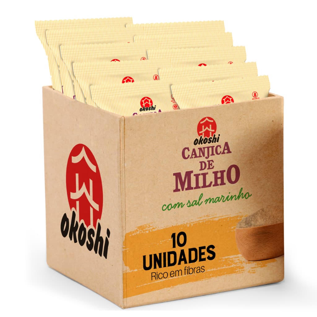 OKOSHI Kit 10 Pipocas de Canjica de Milho com Sal Marinho - Lanche Fit, Snack Saudável - Sem Glúten, Vegano - 40g